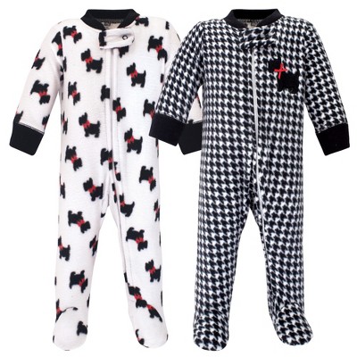 Image of Hudson Baby Infant Girl Fleece Zipper Sleep and Play 2pk, Scottie Dog, 3-6 Months