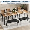 Dining Table Set for 4, Wooden Kitchen Table with Upholstered Bench, 2 Cushion Chairs, Space-Saving Dinette Set, for Studio, Dining Room, Apartment - 2 of 4