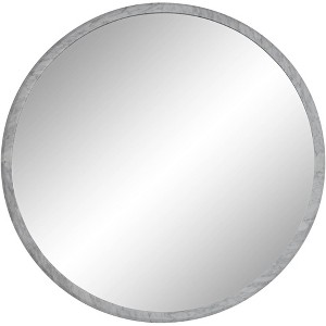 Possini Euro Design Possini Euro Harriet 34" Wide White Faux Marble Round Wall Mirror - 1 of 4