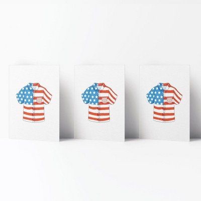 Flag Greeting Card Pack (3ct) "USA Button Shirt" by Ramus & Co