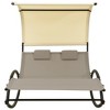 vidaXL Double Sun Lounger with Canopy Textilene Taupe and Cream - 2 of 4