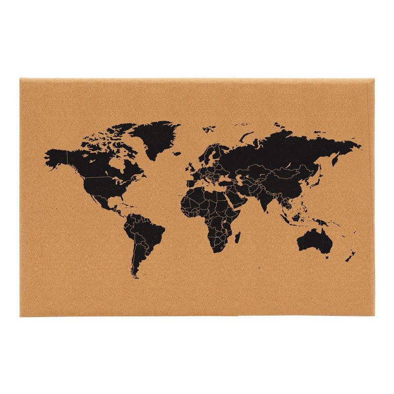 Juvale Cork Board Map of The World - Wall Mount Bulletin Board with Pins, 23.5 x 15.75 In, 1 of 9