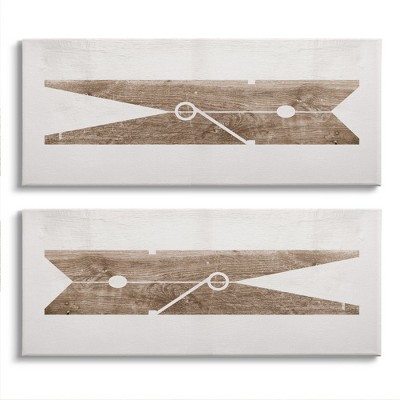 Stupell Industries Minimal Laundry Clothespins Brown White Design