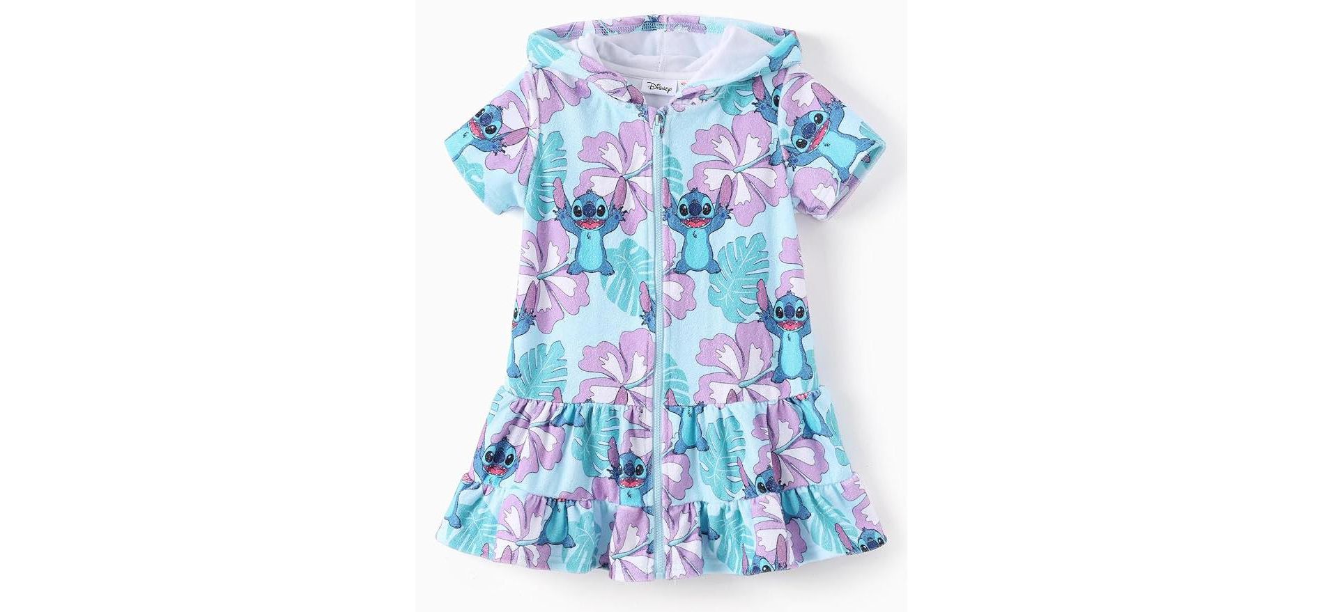 Disney Stitch Kids Hawaii Summer Floral One Piece Rash Guards Stitch Blue 6-7