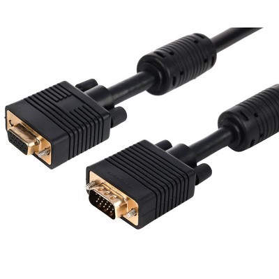Monoprice Super VGA Cable - 10 Feet - Black | Male to Female Monitor Cable with Ferrite Cores (Gold Plated)