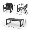 GDFStudio Navan Outdoor Aluminum 4 Seater Chat Set, Dark Gray/Black - 3 of 4