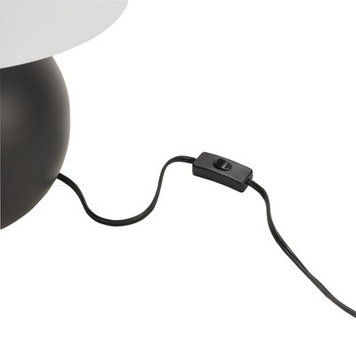 18" Black Metal Round Table Lamp with White Shade