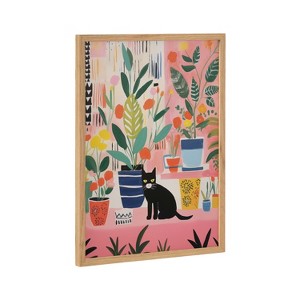 Kate & Laurel All Things Decor 12"x16" Gallery Whimsical Houseplants and a Black Kitty Cat Print by The Creative Bunch Studio Natural - 1 of 4
