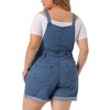 Agnes Orinda Women's Plus Size Adjustable Strap Pocket Roll Hem Denim Overall Jean Shorts - 4 of 4