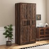 Whisen 2-Door Wooden Wardrobe Armoire with LED and 4 Storage Shelves - 2 of 4