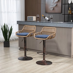 VASIP Modern Swivel Chair Bar Stools Set of 2 Adjustable Counter Height Chair with Footrest, for Kitchen , Dining Room,Beige - 1 of 4