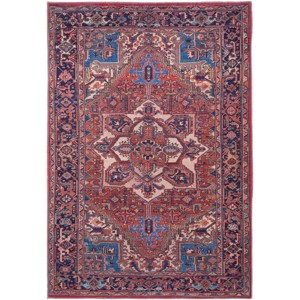 Rawlins Transitional Medallion Red/Tan/Blue Area Rug - 1 of 4