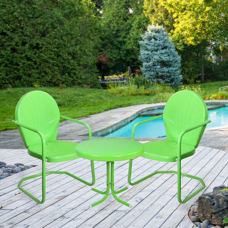 Northlight 3-Piece Retro Metal Tulip Chairs and Side Table Outdoor Set, Lime Green, 2 of 3