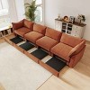 Modern 4-Seater Sofa with Crescent Armrests, Sectional Sofa with Pull-Out Storage Drawers, Sofa with Chenille Fabric Cushion-Cuddlewood - 3 of 4