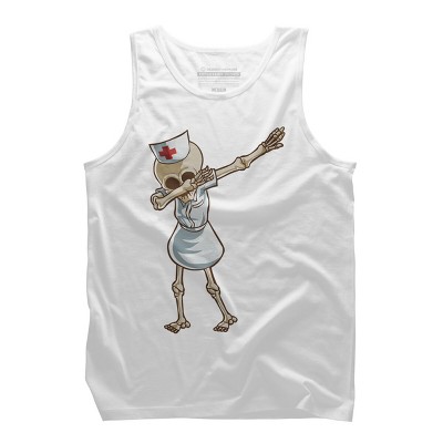 Men's Design By Humans Halloween Dabbing Funny Skeleton Nurse RN Costume Gift By COVI Tank Top