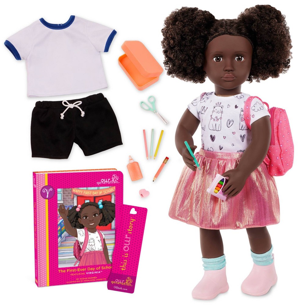 Photos - Doll Our Generation Dolls Our Generation Virginia Posable 18'' School  with Storybook & Accessor 