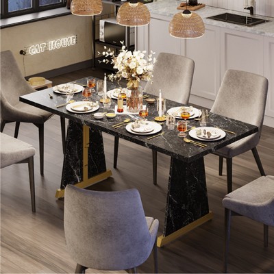 Bestier 70" Wooden Dining Table & Metal Kitchen Table Computer Gaming Desk for Home Office