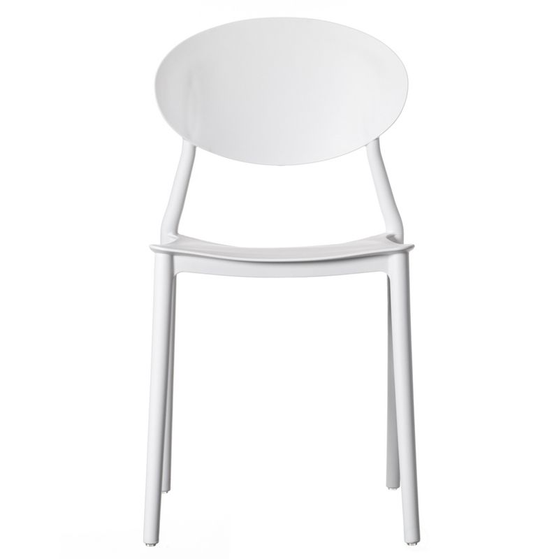 Fabulaxe Modern Plastic Outdoor Dining Chair with Open Oval Back Design, 3 of 9