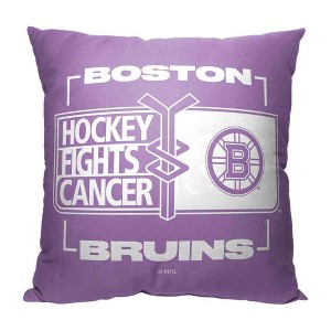 NHL Boston Bruins Hockey Fights Cancer Fight For Throw Pillow 18x18 Inches - 1 of 4