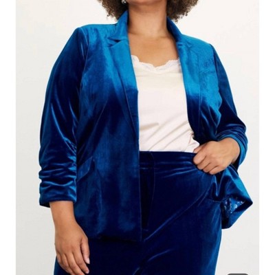 Women's Velvet Ruched Blazer - SKIES ARE BLUE