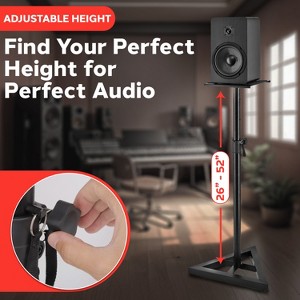 Pyle PSTND35.5 Height Adjustable Monitor Speaker Stands - Black Coat Finish - 1 of 4