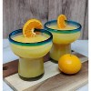 Dos Sueños Mexican Hand Blown  Stemless Margarita Glasses - Aqua Rim - 14oz - Set of 4 - 4 of 4