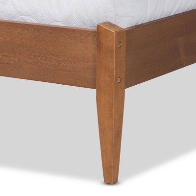 Lenora Queen Mahogany Wood Upholstered Platform Bed