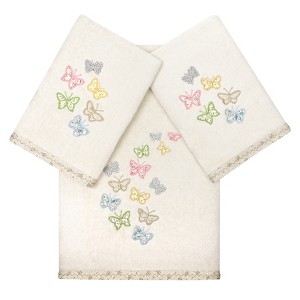 Linum Home Textiles 100% Turkish Cotton MARIPOSA Embellished Towel Set - 1 of 4