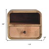HomeRoots 12" Oak Solid Wood One Drawer Floating Nightstand - 3 of 4