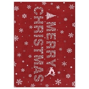 Coolmee Washable Area Rug Christmas Tree Rug for Living Room Non Slip Xmas Decor Throw Carpet Stain Resistant Holiday Area Rugs  green - 1 of 4