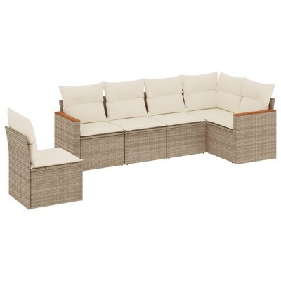 vidaXL 6 Piece Patio Sofa Set with Cushions - Beige Without Table