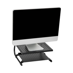 Mind Reader Monitor Stand/Riser 2 Tier Ventilated Metal Black - 1 of 4