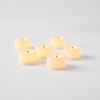 6pk LED Tealight Flameless Black Wick Candle Cream - Threshold&#8482;