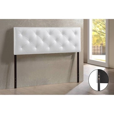 White Faux Leather Tufted Queen Upholstered Headboard