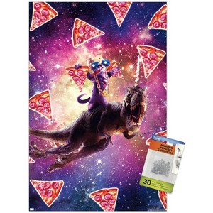 Trends International James Booker - Thug Space Cat On Dinosaur Unicorn Unframed Wall Poster Prints - 1 of 4