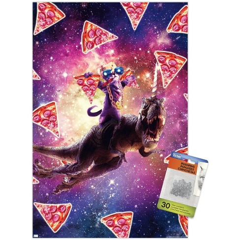 Trends International James Booker - Thug Space Cat On Dinosaur Unicorn Unframed Wall Poster Prints - image 1 of 4