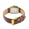 Peugeot Women's 14K Gold-Plated 32mm Tank Shape Brown Leather Strap Watch - 2 of 4
