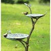 SPI Home Gossiping Birds Birdfeeder – 34" Tall Metal Standing Outdoor Feeder with Sculpted Bird Trio and Leaf Bowl Design - 2 of 3