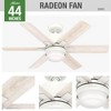 Hunter 44" Radeon Lighted Ceiling Fan Matte White Bleached Alder Finish - Smart Home Compatible, Whisper-Quiet Motor, 6 Blades - 2 of 4
