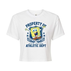 Women's - SpongeBob SquarePants - Property Of Bb Athletic Dept Cropped Graphic T-Shirt - 1 of 4