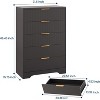 47 Inch Tall Fluted 5-Drawer Dresser with Gold Handles, Wood Tone Finish Storage Cabinet for Bedroom Closet and Entryway, Multi-Use Organizer - 2 of 4