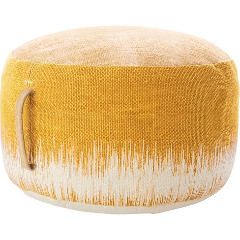 Mina Victory Life Styles Stonewash 20 X 20 X 12 Indoor Drum Pouf With Handle Mustard Target
