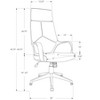 Monarch Specialties Office Chair Adjustable Height Swivel Ergonomic Armrests Computer Desk Work Metal Fabric White Grey Contemporary Modern - 3 of 4