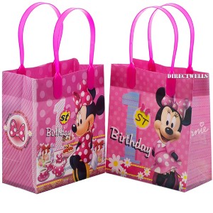 Disney Minnie Mouse 1st Birthday Authentic Licensed 12 Reusable Small Goodie Bags 6" - 1 of 3