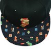 Super Mario Hat Embroidered Mario Patch Adult Flat Bill Adjustable Baseball Cap OSFM Black - 3 of 4