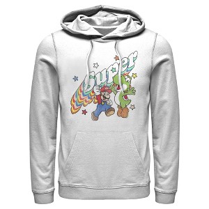 Men's Nintendo Mario and Yoshi Retro Super Pull Over Hoodie - 1 of 3