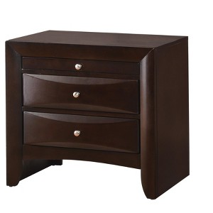 Gulches Contemporary 2-Drawer Nightstand with Jewelry Tray, Silver Metal Knobs & Solid Wood Construction, Sturdy Bedroom Furniture - 1 of 4