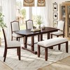 Vynxaria Upholstered Bench for Bedroom End of Bed,38" Entryway Bench for Living Room,Dining Bench  for Kitchen, Bedroom, Hallway , Beige+Cherry - 3 of 4