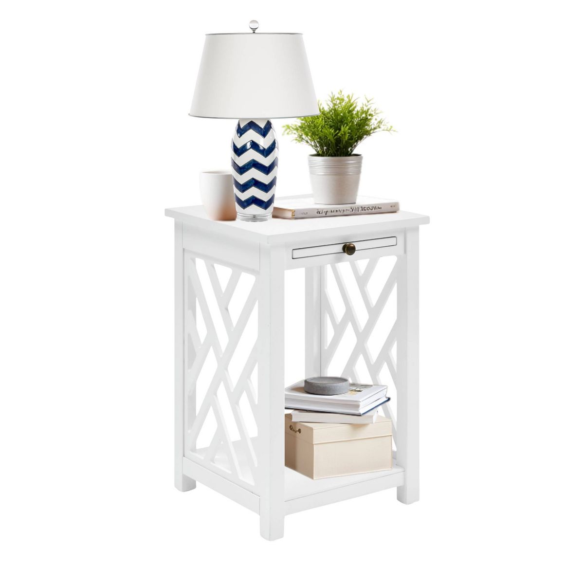 Alaterre Furniture Middlebury Wood End Table with Tray - thumbnail 9