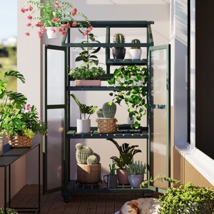 Wooden Storage Sheds,Greenhouses Near Me,Greenhouse With Wheels And Adjustable Shelves,Furniture Indoor,Outdoor Furniture -Maison Boucle - 1 of 4